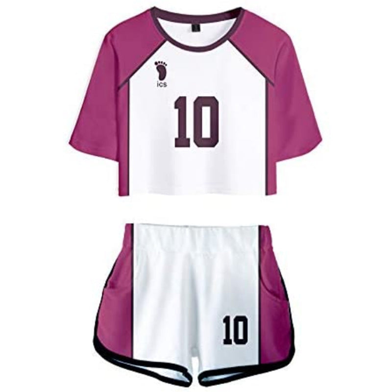 Haikyuu Jersey Sportswear Crop Top Shorts Two Piece Uniform Sets Cosplay Costume