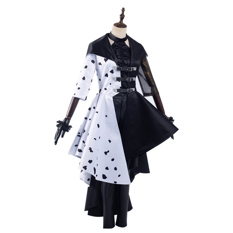 Cruella 2021 Movie Cruella Dress Outfits Halloween Carnival Suit Cosplay Costume