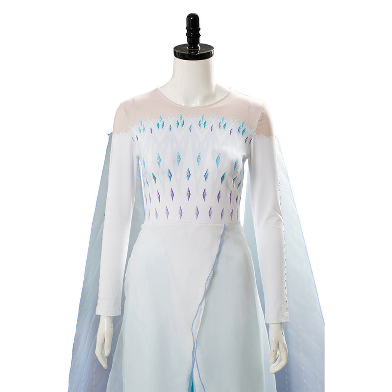 Frozen 2 Elsa Ahtohallan Cave Queen White Gown Cosplay Costume