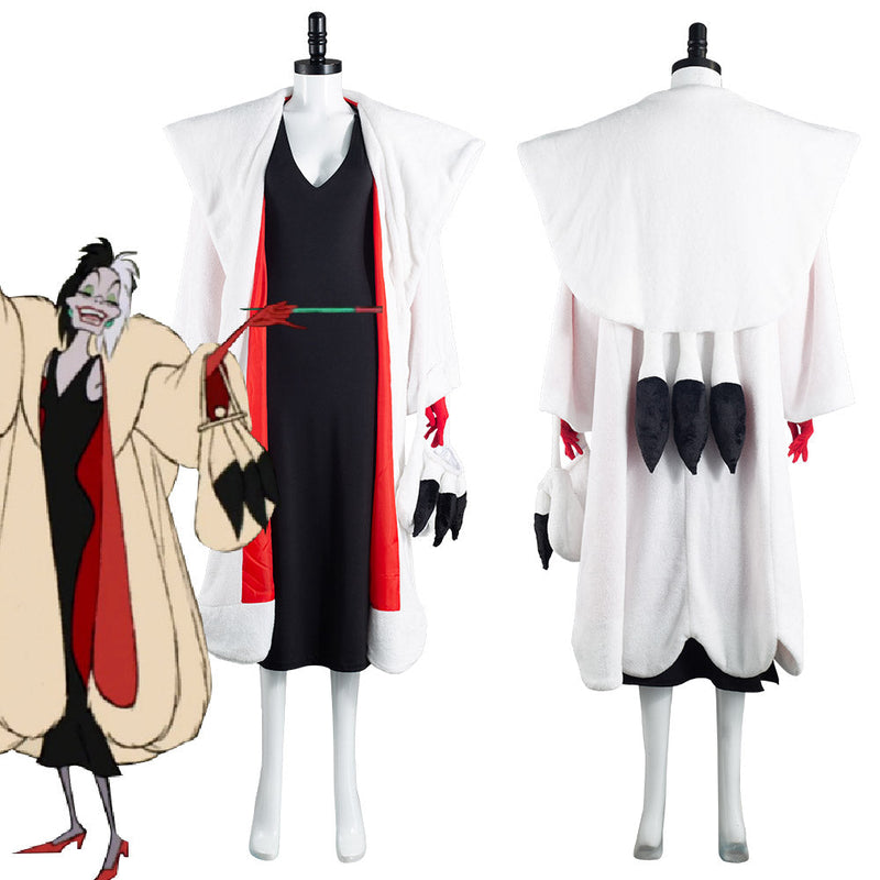 Cruella De Vil Dress Outfits Halloween Carnival Suit Cosplay Costume