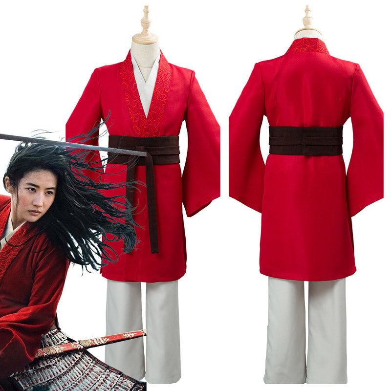 Movie Mulan 2020 Princess Hua Mulan Red Fancy Dress Chinese Han Fu Kids/Children Halloween Carnival Outfit Cosplay Costume