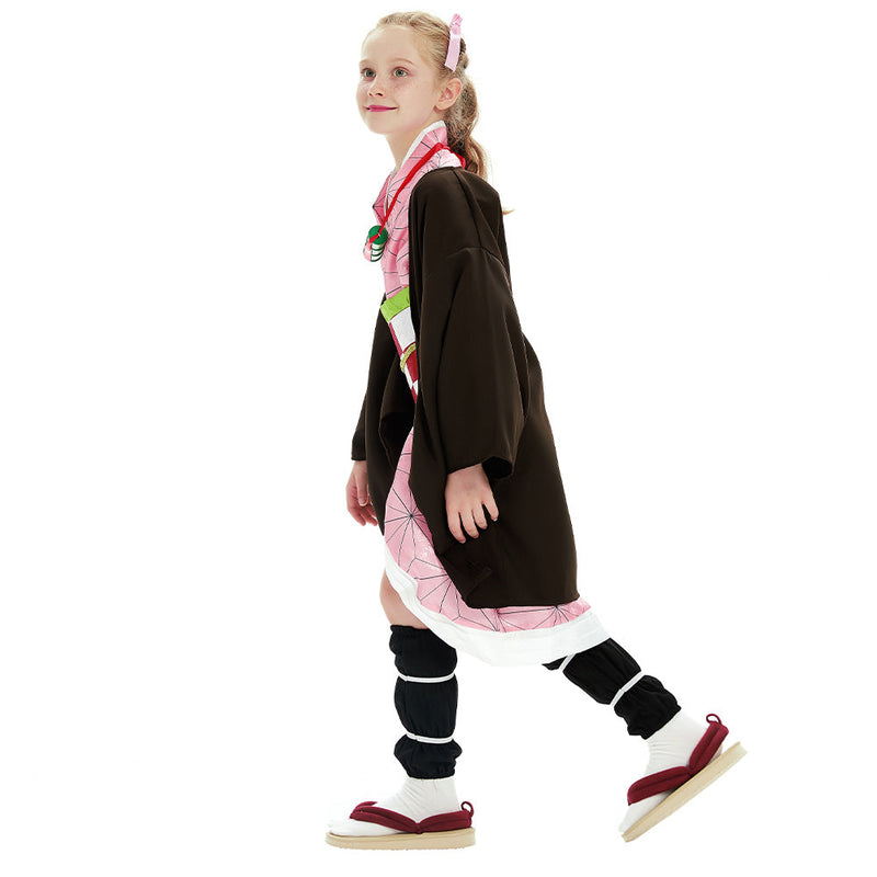 Demon Slayer: Kimetsu no Yaiba Kamado Nezuko Kids Kimono Anime Cosplay Costume