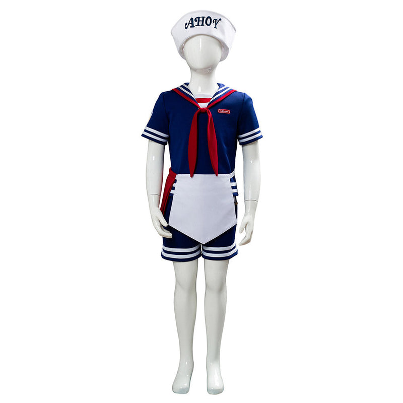 Stranger Things 3 Scoops Ahoy Steve Harrington Kids Children Uniform Cosplay Costume  TV