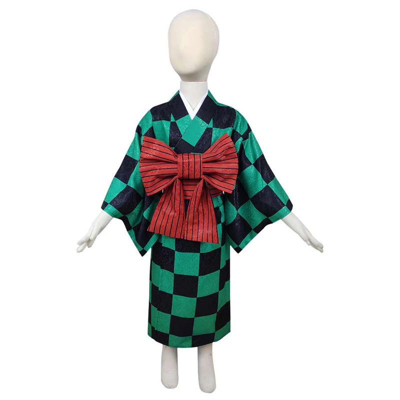 Demon Slayer Kamado Tanjirou Kids Kimono Outfits Halloween Carnival Costume Cosplay Costume