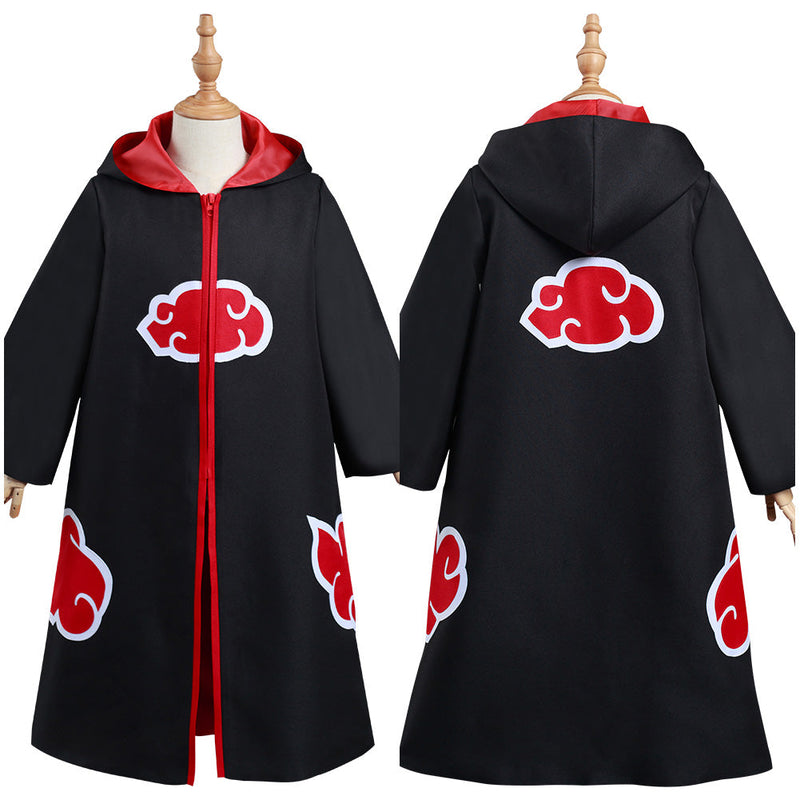 Naruto Akatsuki Kids Children Hooded Zip Up Coat Halloween Carnival Suit Cosplay Costume