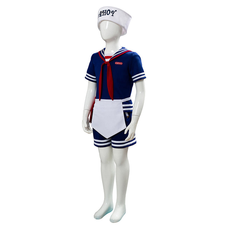 Stranger Things 3 Scoops Ahoy Steve Harrington Kids Children Uniform Cosplay Costume  TV