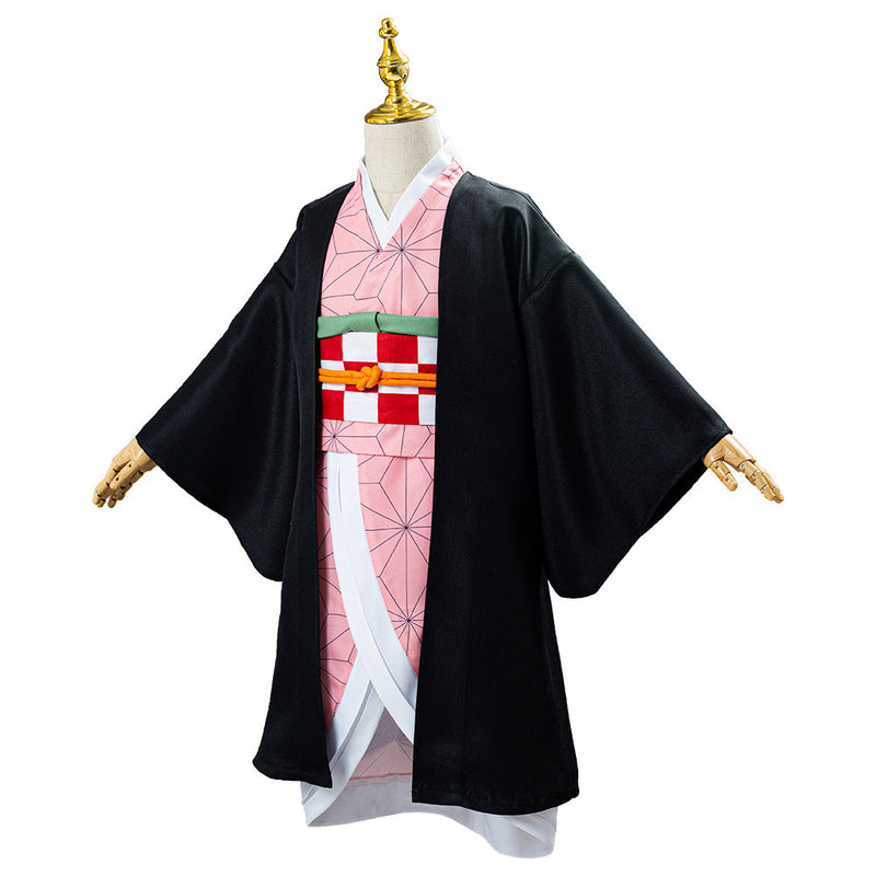 Kids Children Demon Slayer Kimetsu no Yaiba Kamado Nezuko Uniform Outfit Anime Cosplay Costume