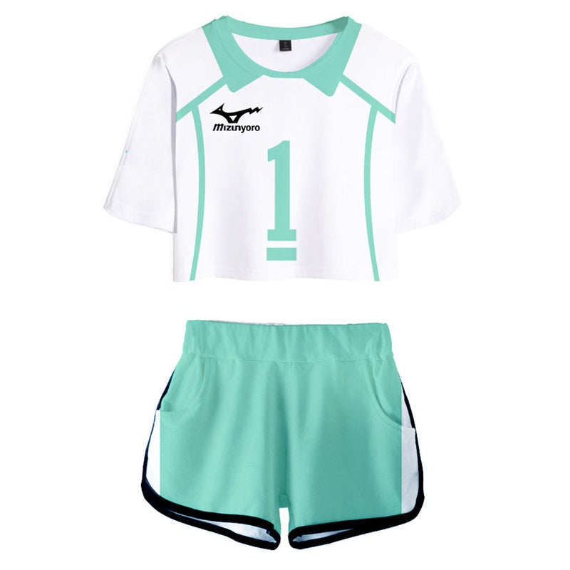 Haikyuu Aobajohsai High School Oikawa Tooru Uniform Jersey Sportswear Top Shorts Set for Women Cosplay Costume