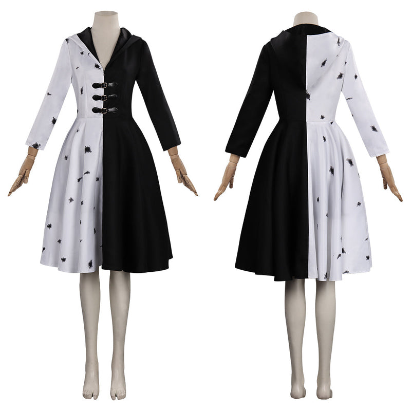 Cruella Dress Outfits Halloween Carnival Suit Cosplay Costume