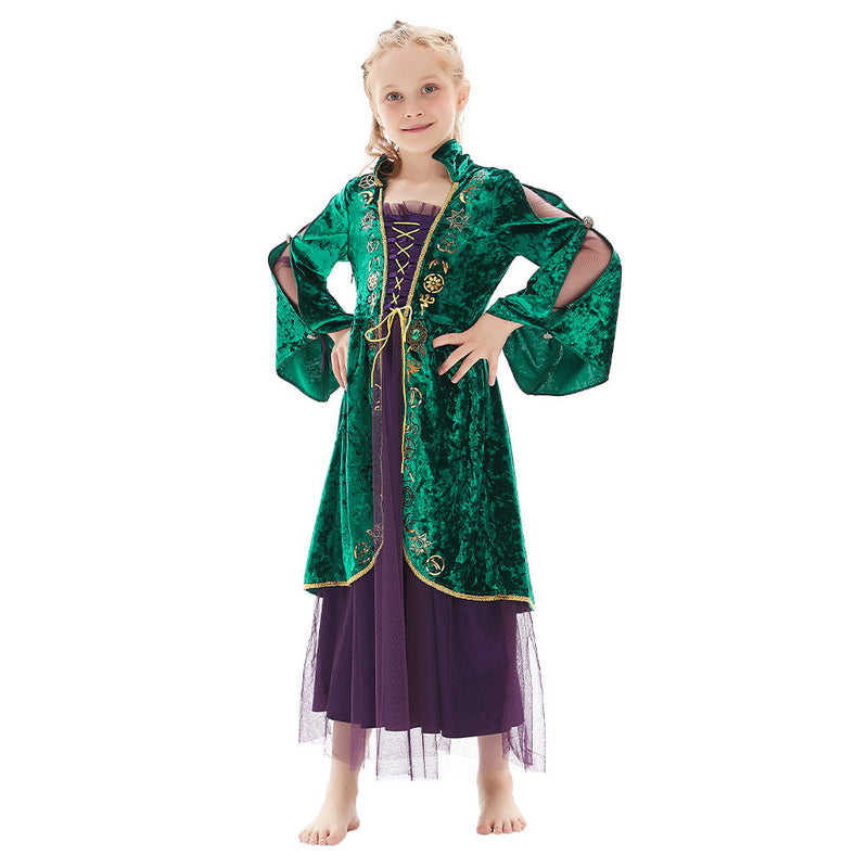 Hocus Pocus Winifred Sanderson Halloween Costumes for Girls Kids Children Cosplay Costume