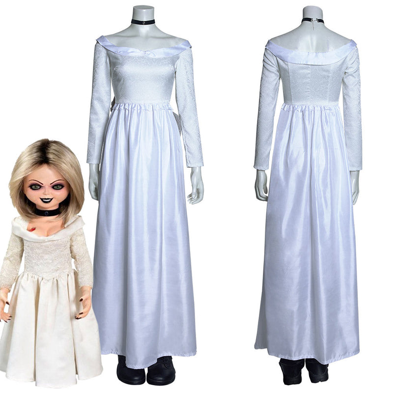 Bride of Chucky Tiffany Long Dress Outfits Halloween Carnival Suit Cosplay Costume