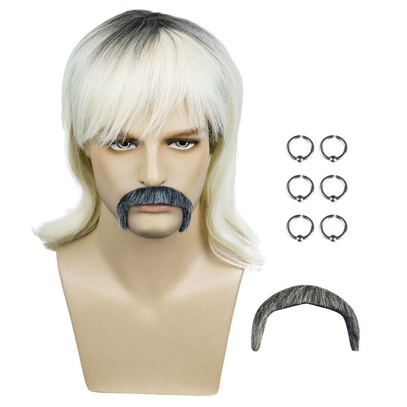 Tiger King Joe Exotic Earrings Beard Costume Accessories Dress Up Prop Kits Set Cosplay Wig