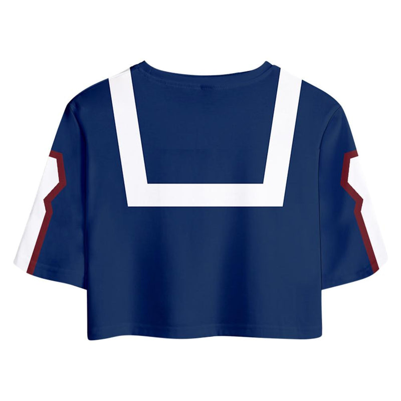 Women My Hero Academia Crop Top Sets UA Training Suit Cosplay Short Sleeve T-shirt Shorts 2 Pieces Sets Casual Clothes