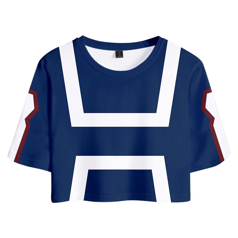 Women My Hero Academia Crop Top Sets UA Training Suit Cosplay Short Sleeve T-shirt Shorts 2 Pieces Sets Casual Clothes