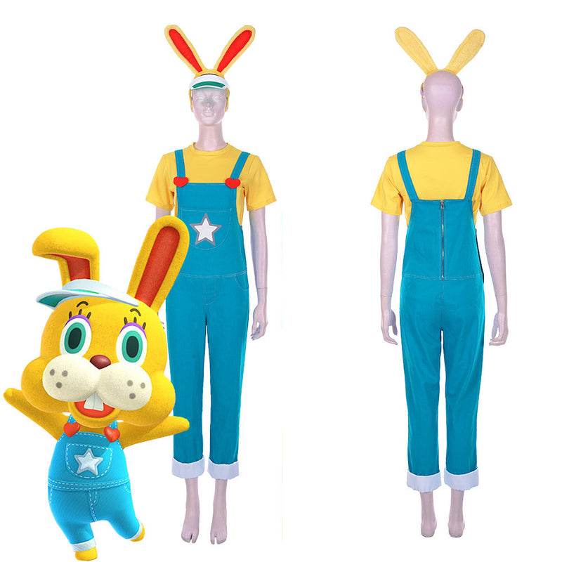 Animal Crossing: New Horizons-Zipper T. Bunny Men T-shirt Overalls Outfits Halloween Carnival Costume Cosplay Costume