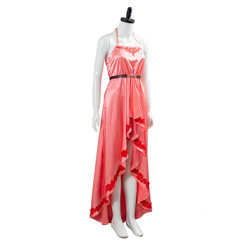 Final Fantasy VII:7 Remake Aerith Wall Market the Honeybee Inn Peach Pink Long Gown Halter Dress Cosplay Costume