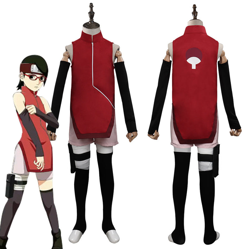 NARUTO Boruto Sarada Uchiha Kids Children Outfit Halloween Carnival Suit Cosplay Costume