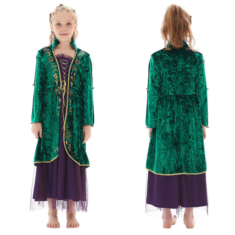 Hocus Pocus Winifred Sanderson Halloween Costumes for Girls Kids Children Cosplay Costume