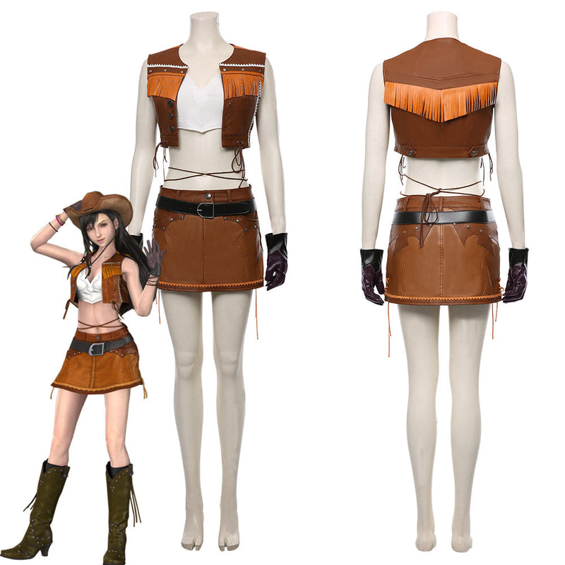 Final Fantasy VII Remake Tifa Lockhart The Cowboy Suit Halloween Carnival Costume Cosplay Costume