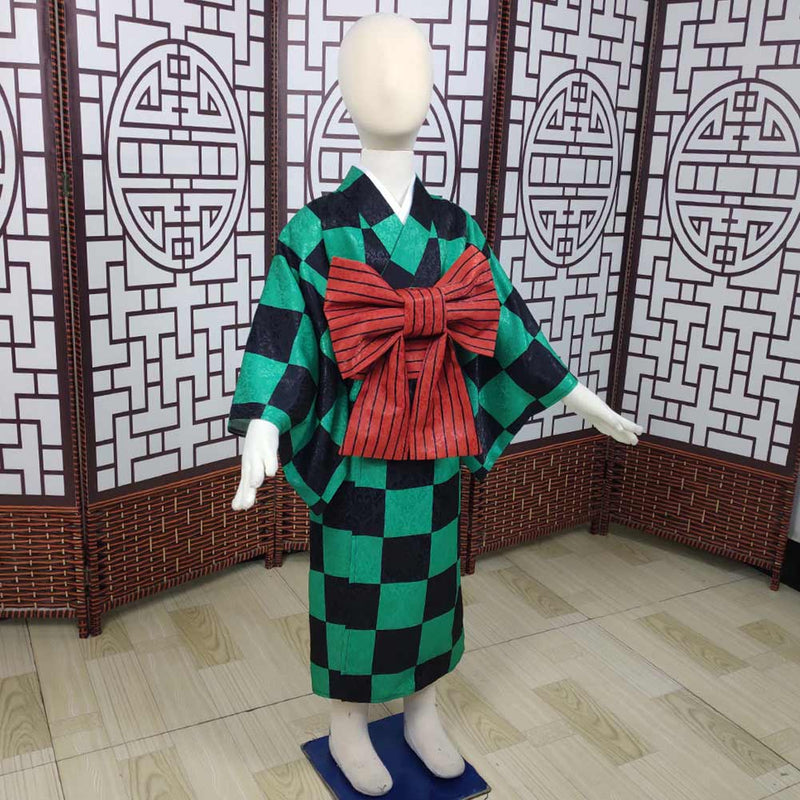 Demon Slayer Kamado Tanjirou Kids Kimono Outfits Halloween Carnival Costume Cosplay Costume