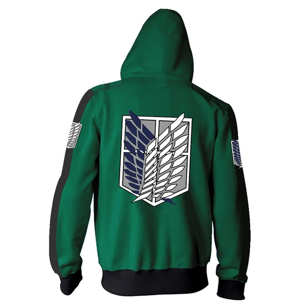 Unisex Anime Attack On Titan : Wings Of Freedom Long Sleeve Full-Zip Hooded Varsity Jacket