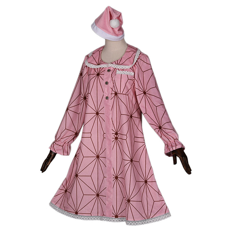 Demon Slayer Kamado Nezuko Pajamas Dress Hat Outfit Cosplay Costume