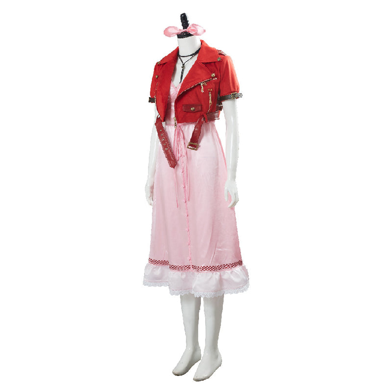 Final Fantasy VII 7 Aeris Aerith Gainsborough Pink Dress Outfit Cosplay Costume