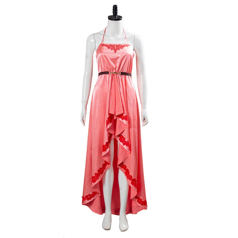 Final Fantasy VII:7 Remake Aerith Wall Market the Honeybee Inn Peach Pink Long Gown Halter Dress Cosplay Costume