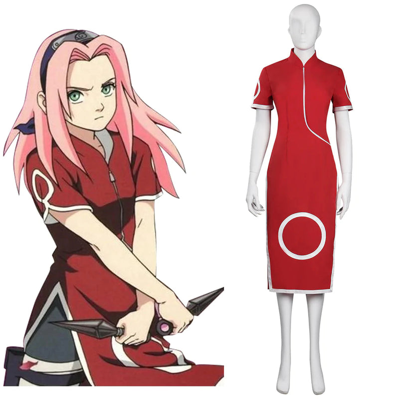 Naruto Shippuuden Sakura Haruno Cosplay Costume Outfits Halloween Carnival Suit