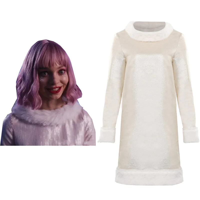 Wednesday (2022)  Enid Sinclair White Party Dress Cosplay Costume Outfits Halloween Carnival Suit)