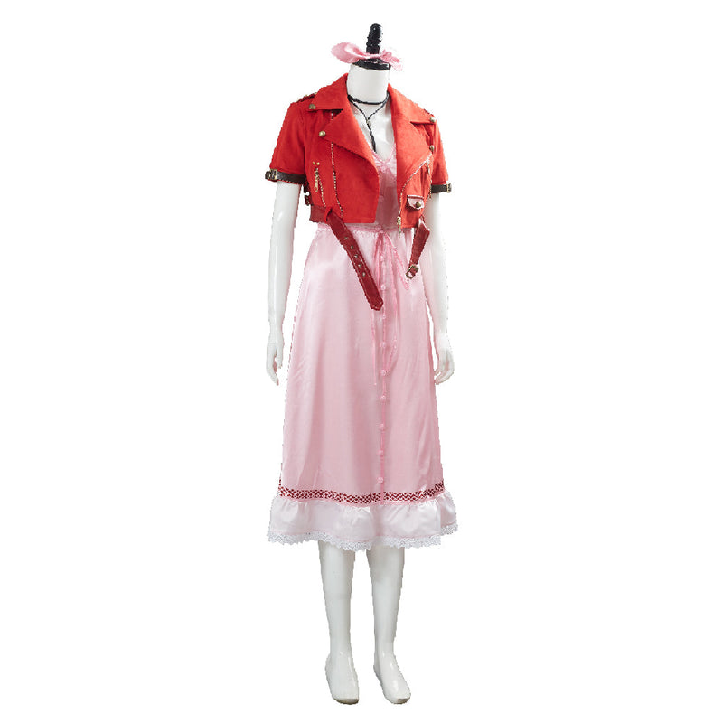 Final Fantasy VII 7 Aeris Aerith Gainsborough Pink Dress Outfit Cosplay Costume