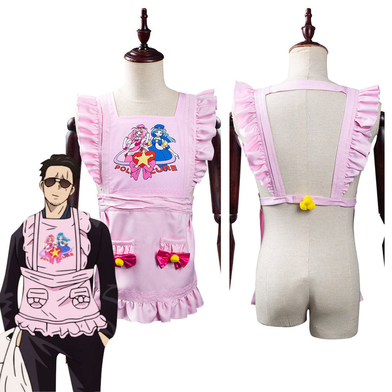 The Way Of the Household Husband Tatsu Pink Apron Halloween Carnival Suit Cosplay Costume