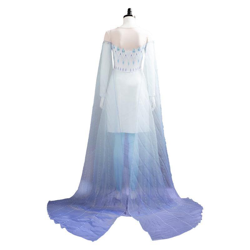 Frozen 2 Elsa Ahtohallan Cave Queen White Gown Cosplay Costume