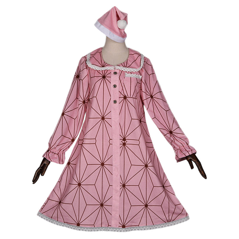 Demon Slayer Kamado Nezuko Pajamas Dress Hat Outfit Cosplay Costume