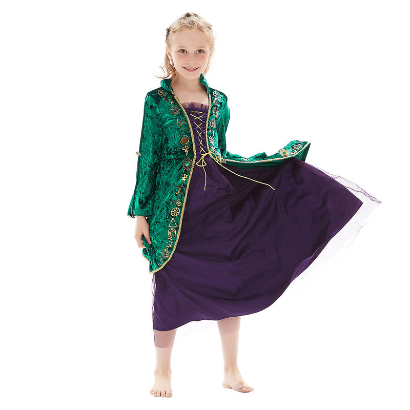 Hocus Pocus Winifred Sanderson Halloween Costumes for Girls Kids Children Cosplay Costume