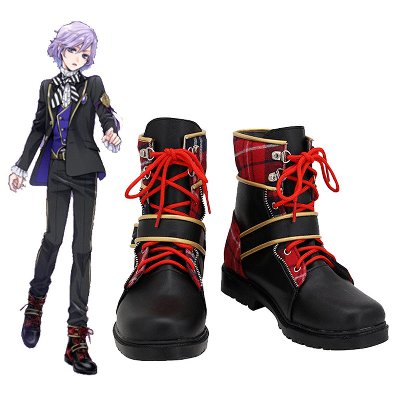 Twisted Wonderland Pomefiore Epel Felmier Black Red Boots Cosplay Shoes