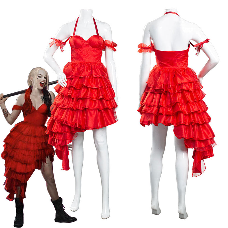 Suicide Squad(2021) Harley Quinn Red Dress Halloween Carnival Suit Cosplay Costume