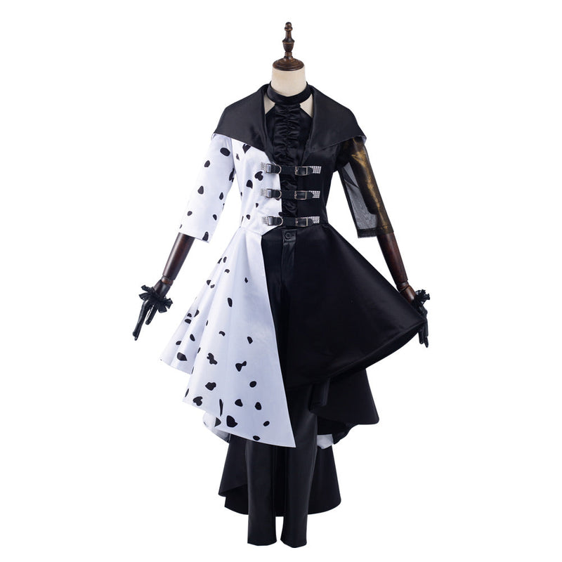 Cruella 2021 Movie Cruella Dress Outfits Halloween Carnival Suit Cosplay Costume