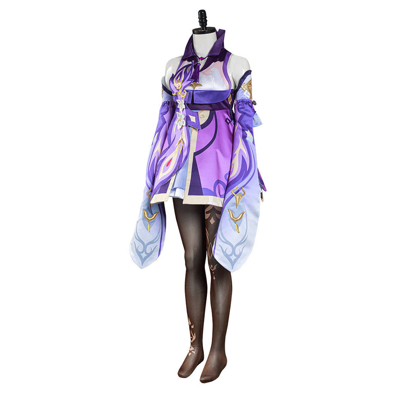 Game Genshin Impact Keqing Dress Outfits Halloween Carnival Suit Cosplay Costume