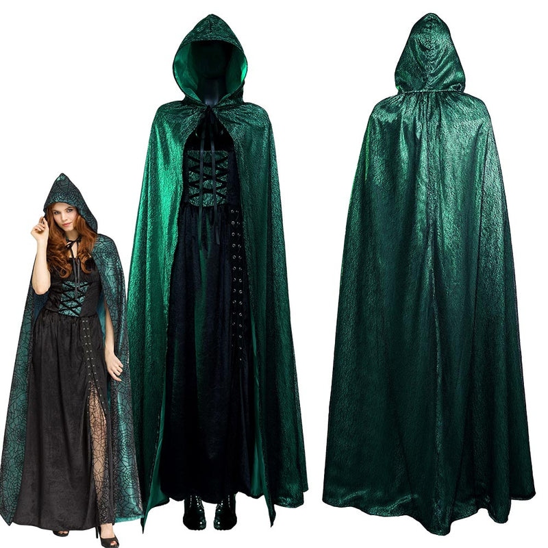 Emerald Sorceress Cloak Dress Outfits Halloween Carnival Suit Cosplay Costume