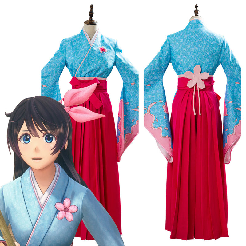 Sakura Wars Shin Sakura Taisen Sakura Amamiya Women Kimono Cosplay Costume