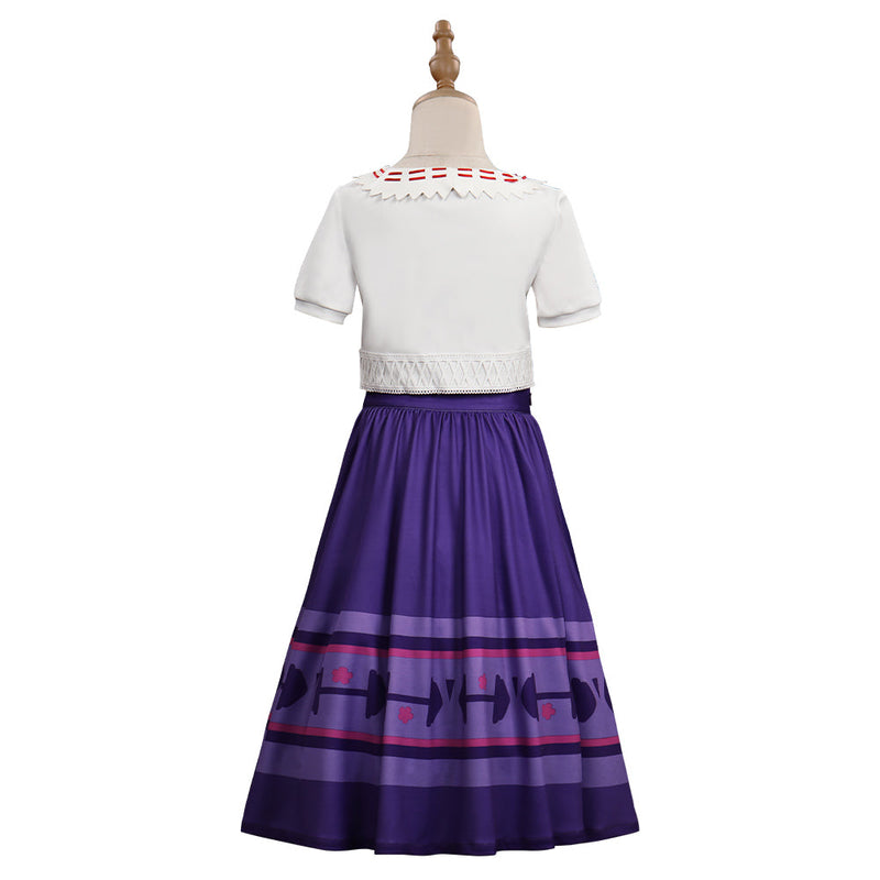 Encanto Luisa Madrigal T-shirt Skirt Outfits Halloween Carnival Cosplay Costume for Kids Children