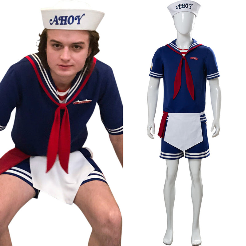 Stranger Things 3 Scoops Ahoy Steve Harrington Robin Cosplay Costume Adult and Child