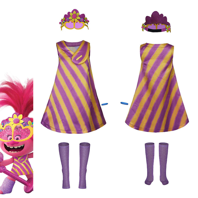 Trolls 2：World Tour-Poppy Kids Children Dress Outfit Halloween Carnival Costume Cosplay Costume