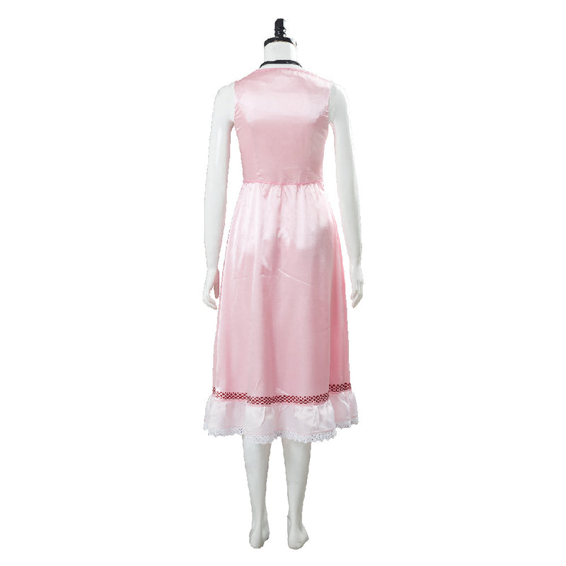 Final Fantasy VII 7 Aeris Aerith Gainsborough Pink Dress Outfit Cosplay Costume