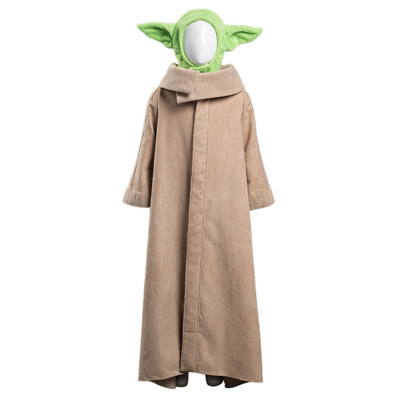 The Mandalorian -Baby Yoda Robe Hat Outfits Halloween Carnival Suit Cosplay Costume For Kids