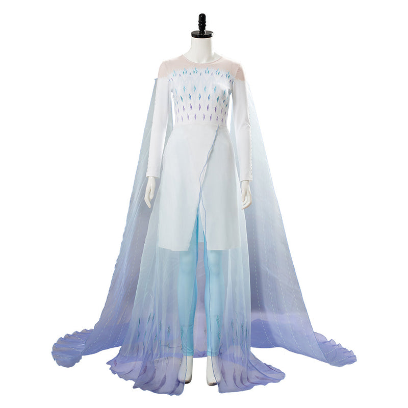 Frozen 2 Elsa Ahtohallan Cave Queen White Gown Cosplay Costume