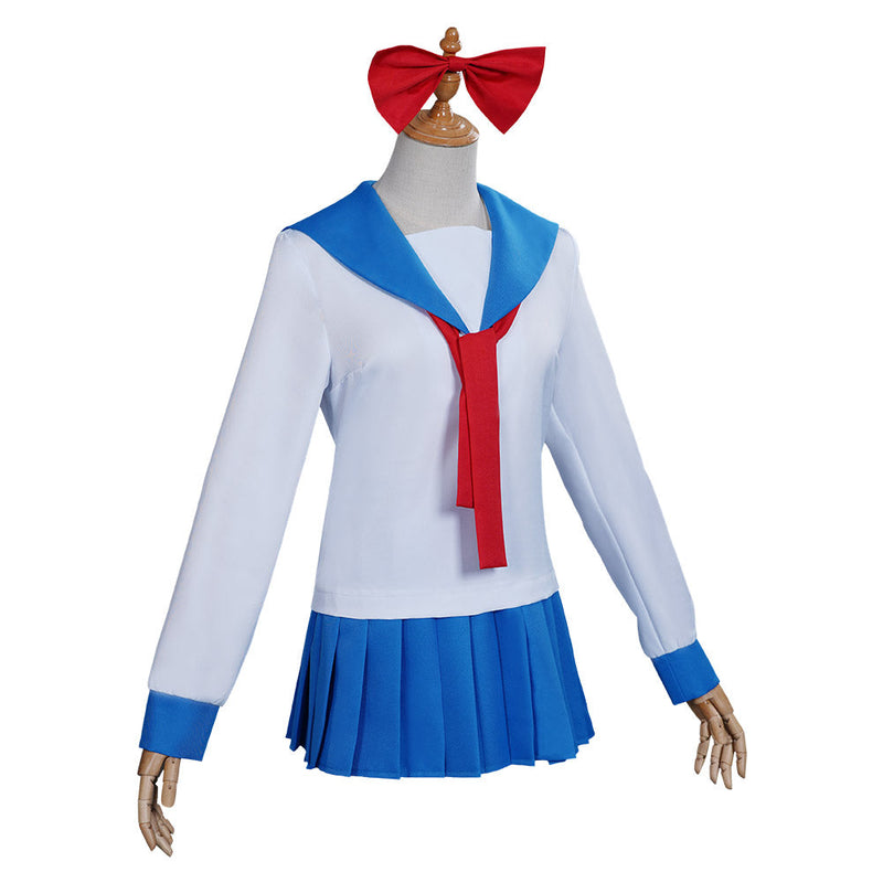 Poputepipikku Pop Team Epic Popuko Pipimi Blue Uniform Skirt Outfits Halloween Carnival Suit Cosplay Costume