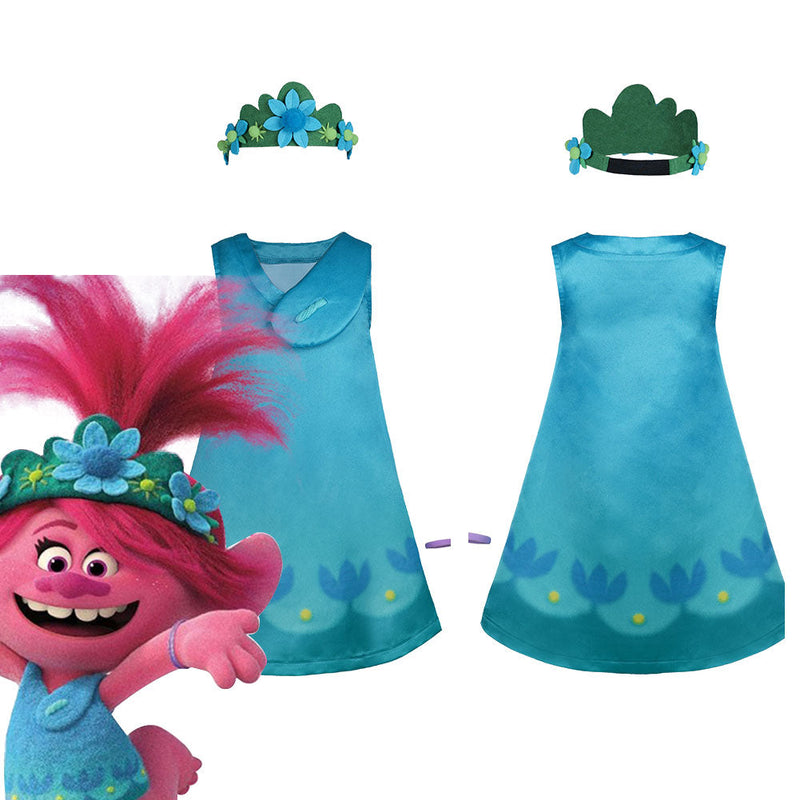 Trolls 2：World Tour Poppy Kids Children Dress Halloween Carnival Costume Cosplay Costume