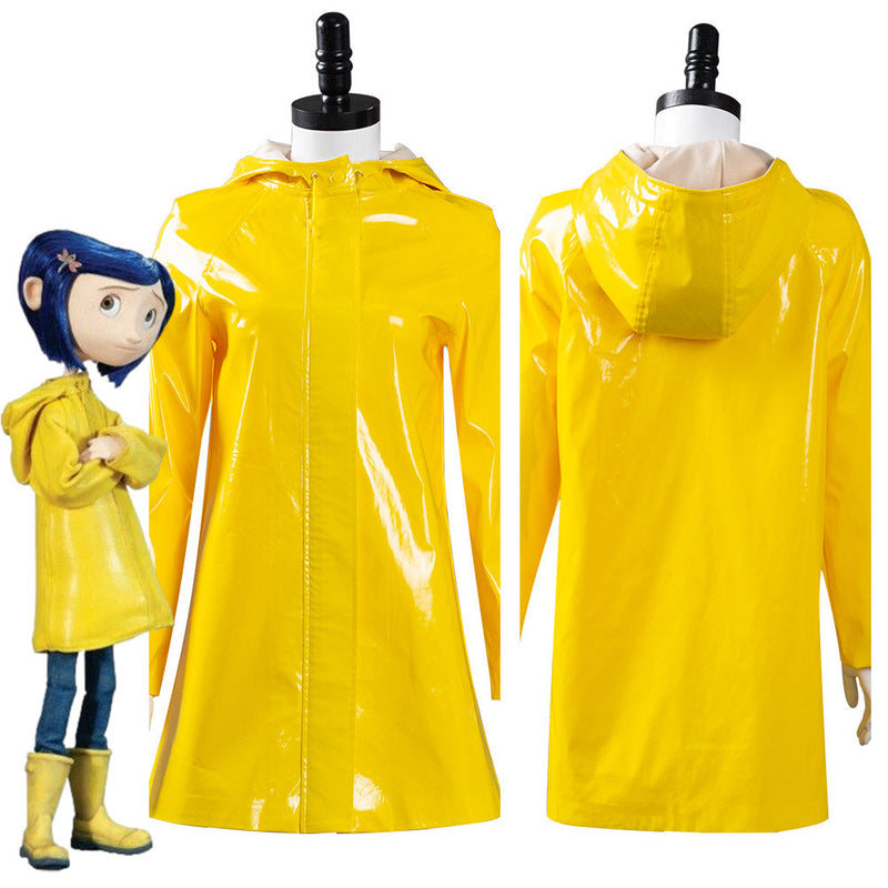 Coraline & the Secret Door- Coraline Jones Outfits Yellow Coat Halloween Carnival Suit Cosplay Costume